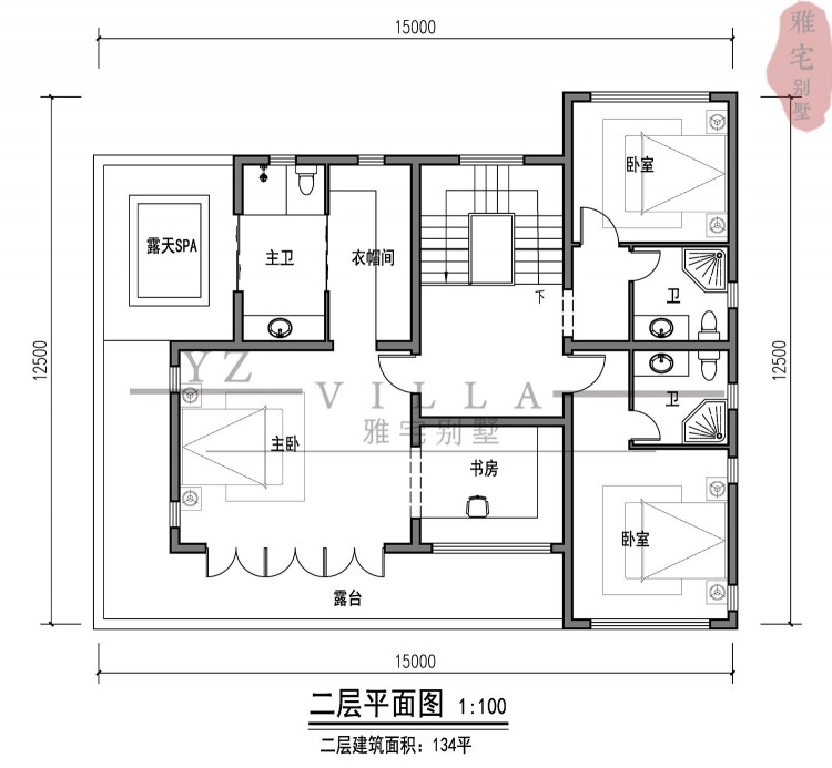 浙江兩層中式合院帶車庫露天SPA連廊入戶院內景色環(huán)繞