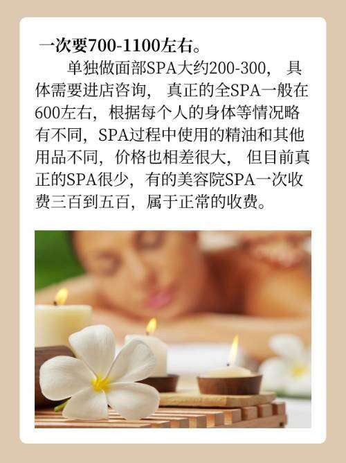做一次SPA需要多少錢啊